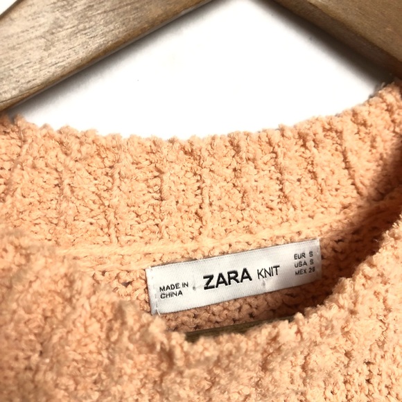 Zara Knit Pastel Orange Chanille Crop Sweater - Picture 5 of 5